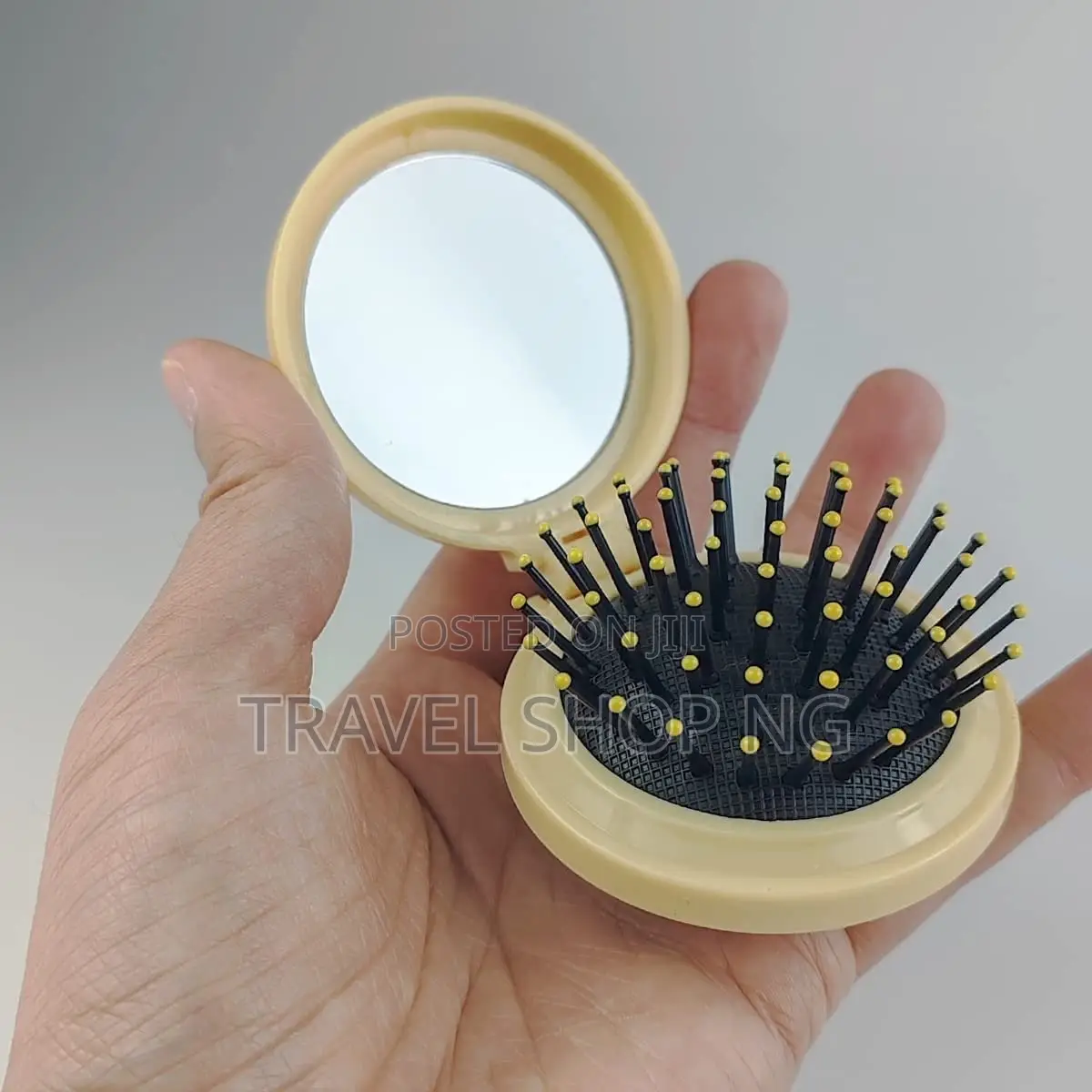 2-in-1 Mirror Brush Compact: Portable Beauty Essentials