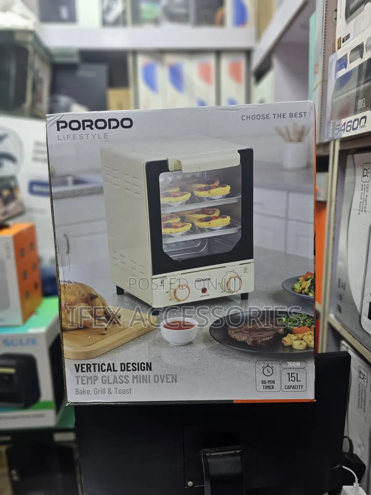 Porodo Vertical Design Temp Glass Mini Oven