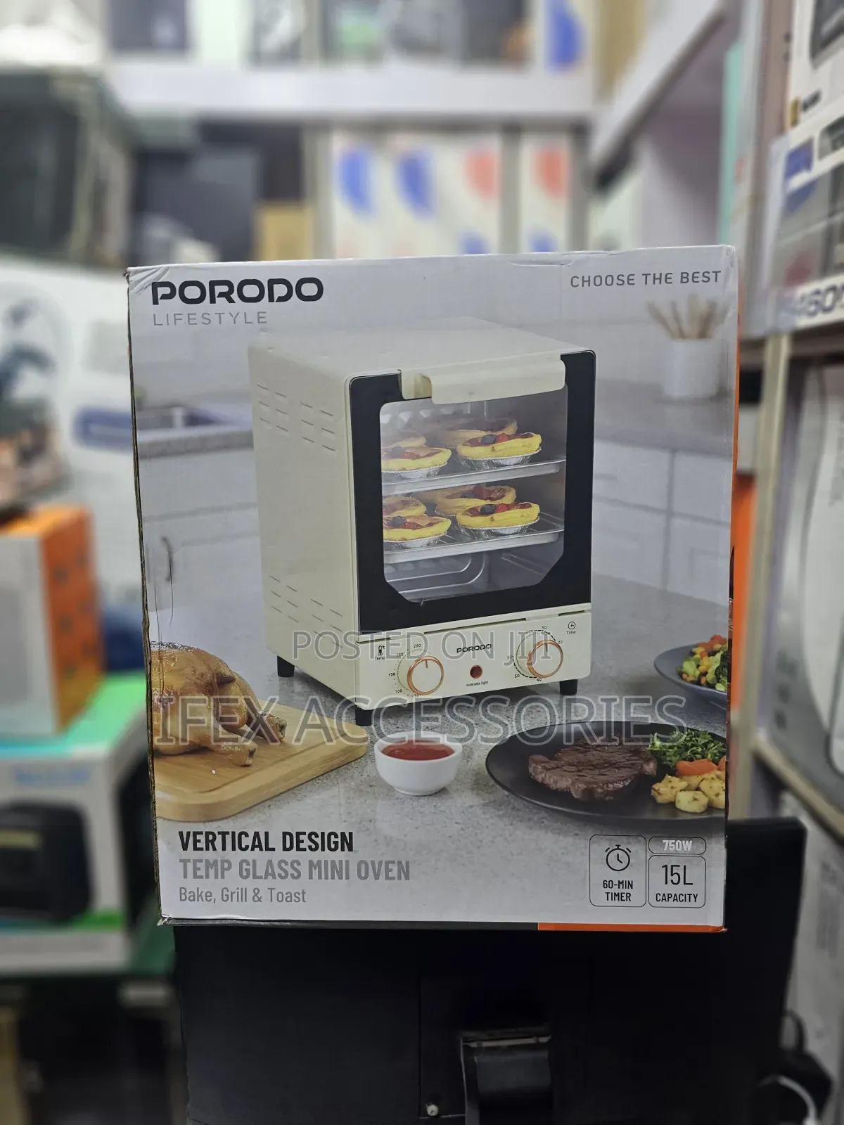 Porodo Vertical Design Temp Glass Mini Oven