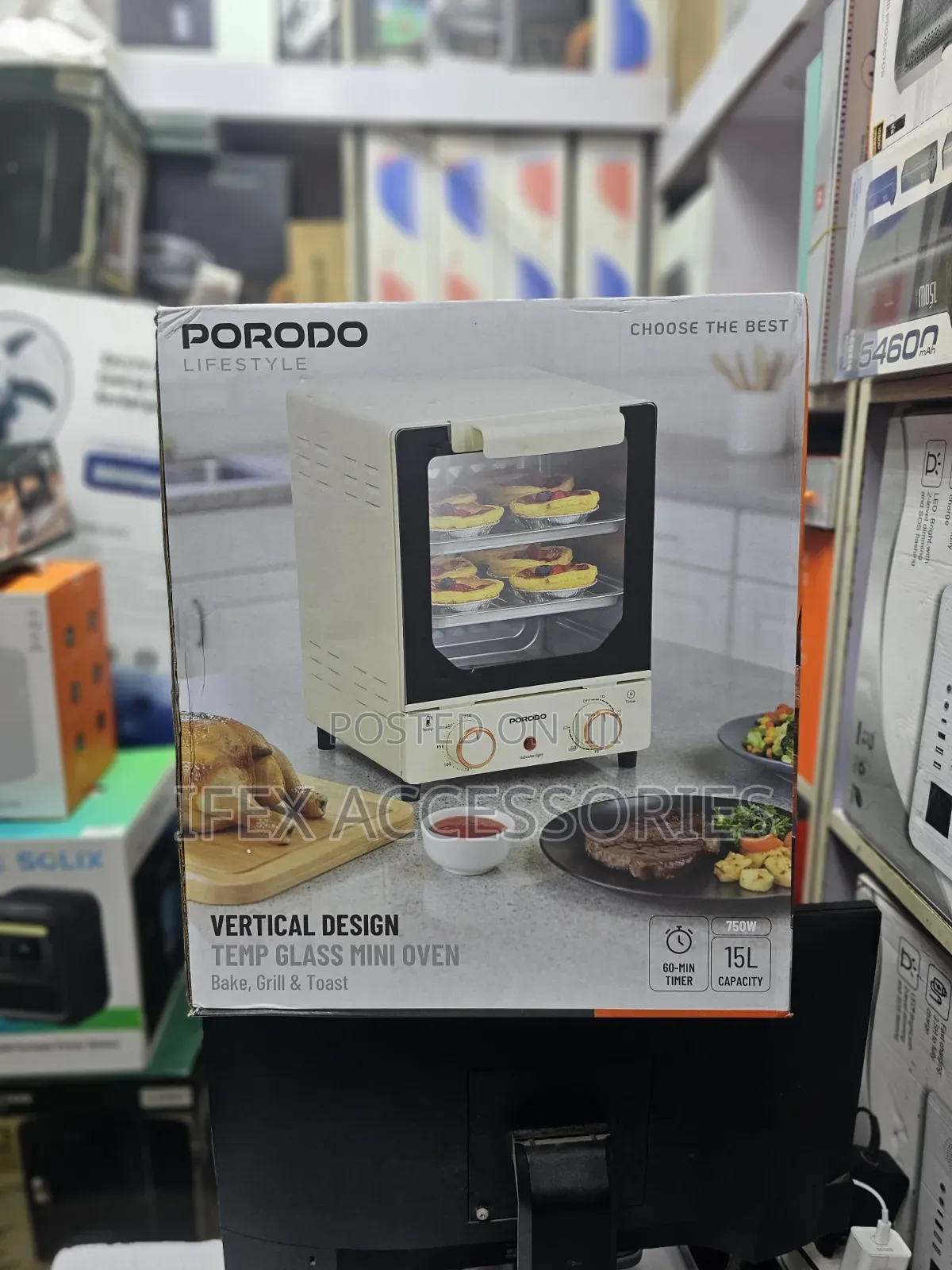 Porodo Vertical Design Temp Glass Mini Oven