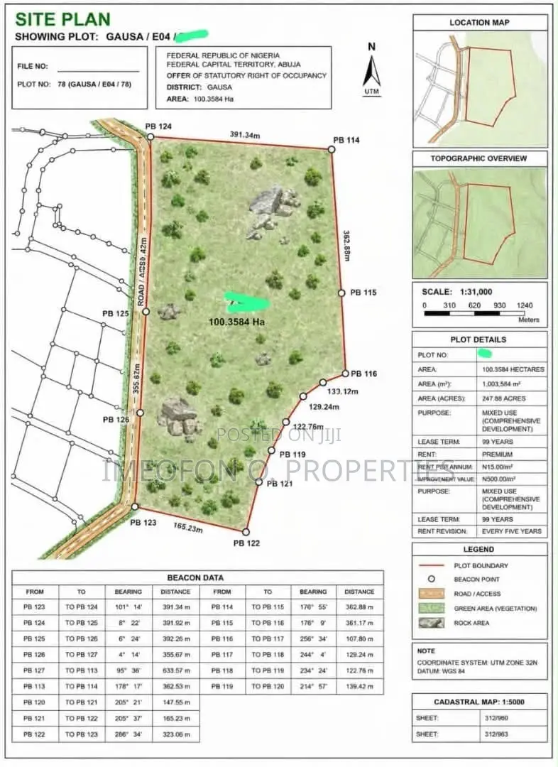 Out for Sale in Gousa/Idu*landsizes: 100hectares