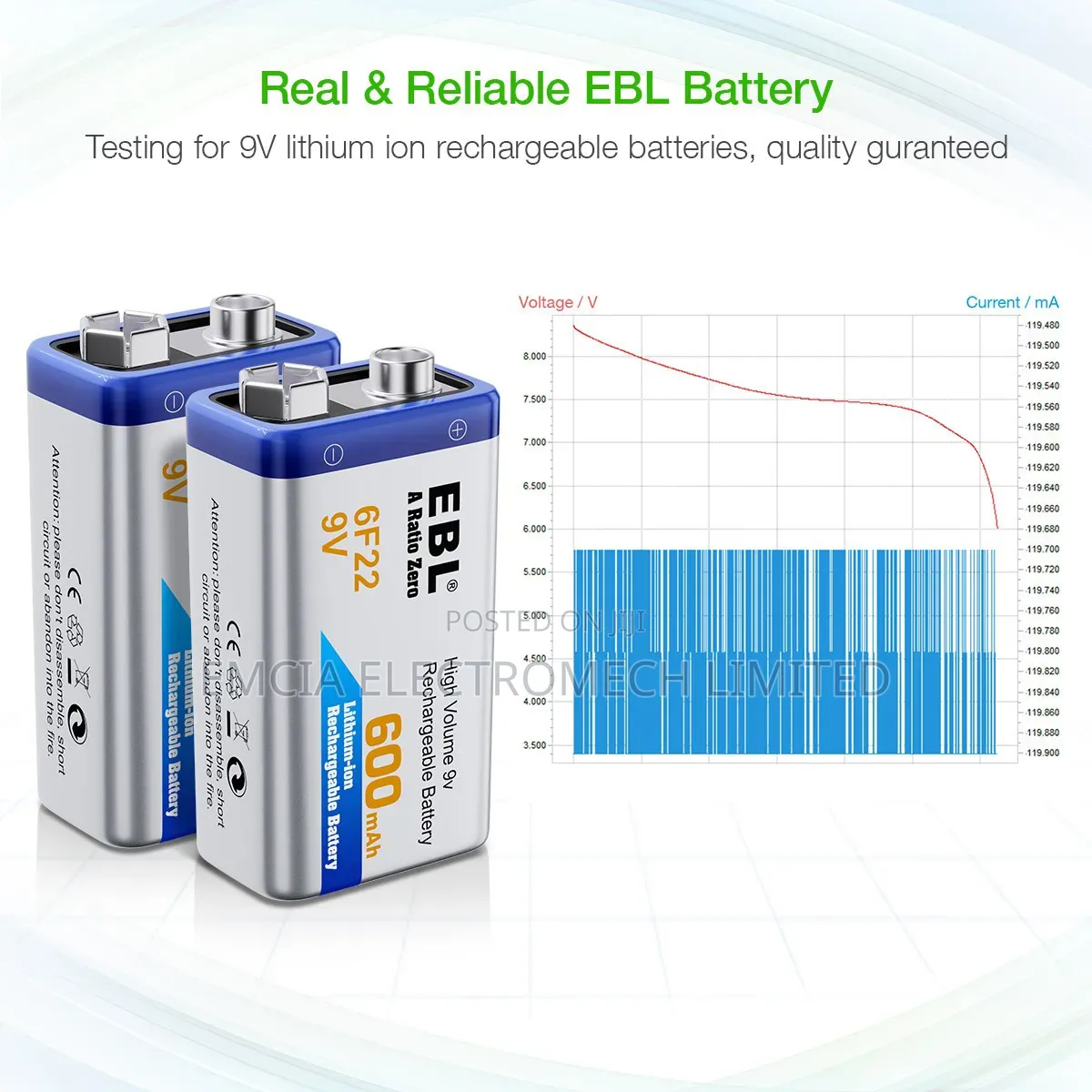 Ebl High Volume 9v Rechargeable Battery 600mah
