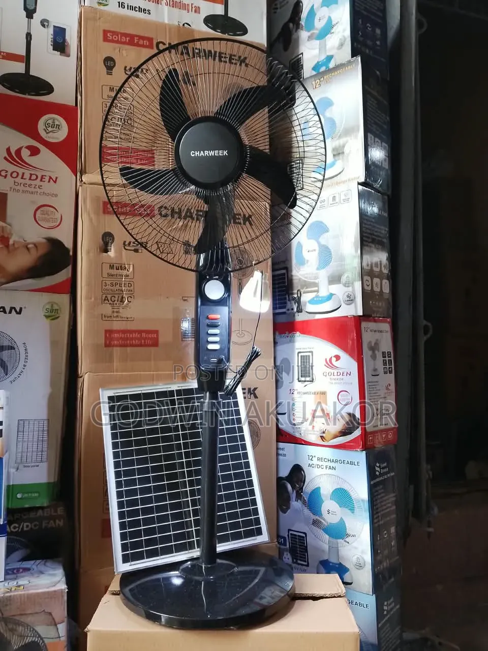 16 Inches Rechargeable Solar Fan With Remote Control