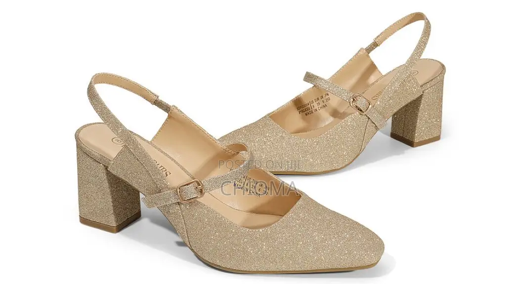 Dream Pairs Women Block Heel Sling Shoes (Golden Glitter )US 9/Eu 41