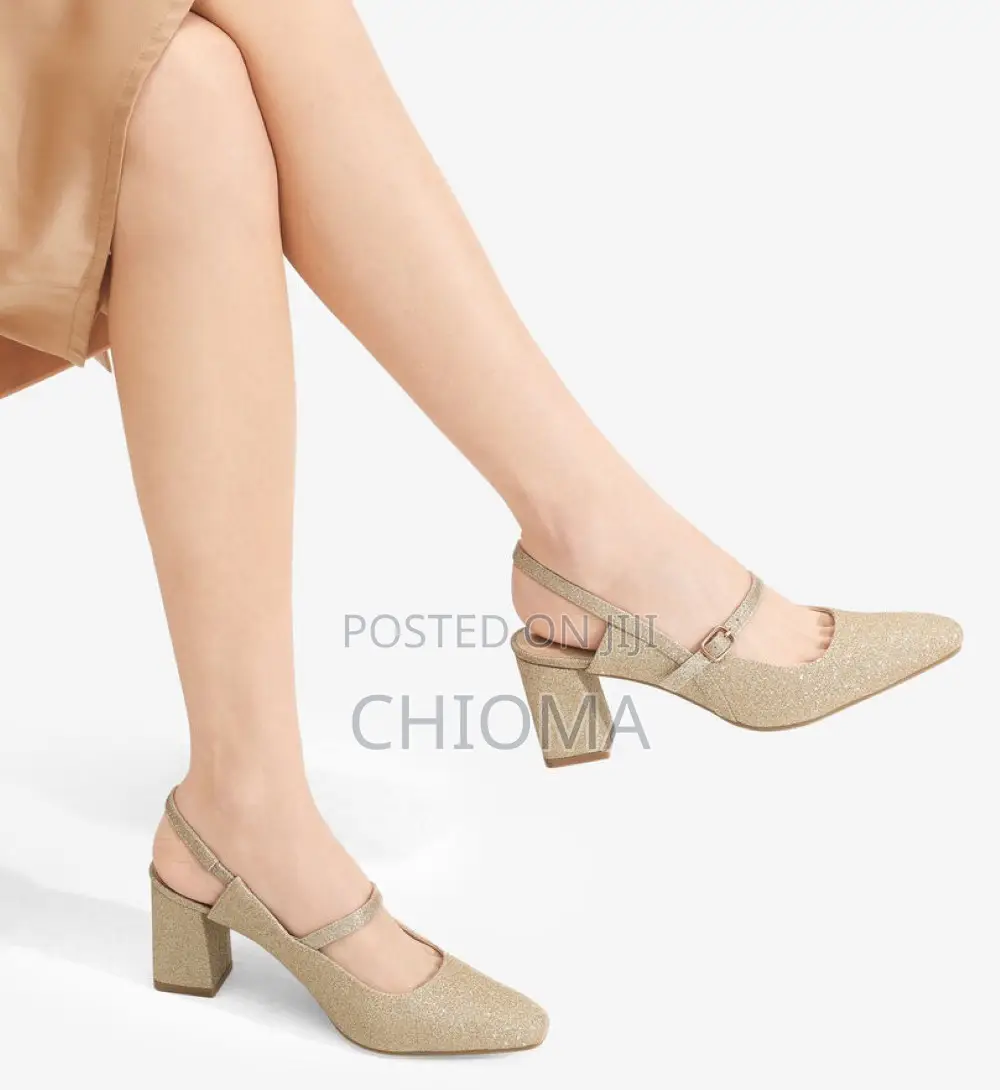 Dream Pairs Women Block Heel Sling Shoes (Golden Glitter )US 9/Eu 41