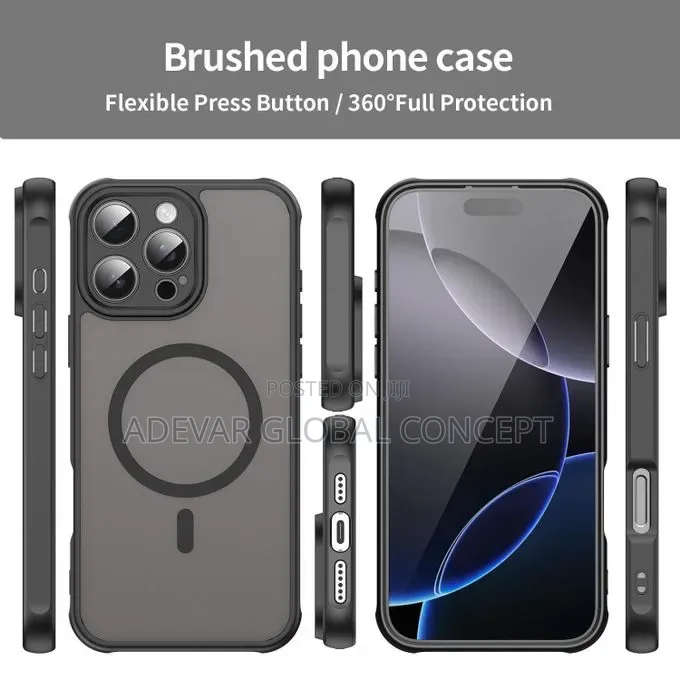 For iPhone 15 Pro Max TPU Hybrid PC Frosted Magsafe Phone Case Pouch
