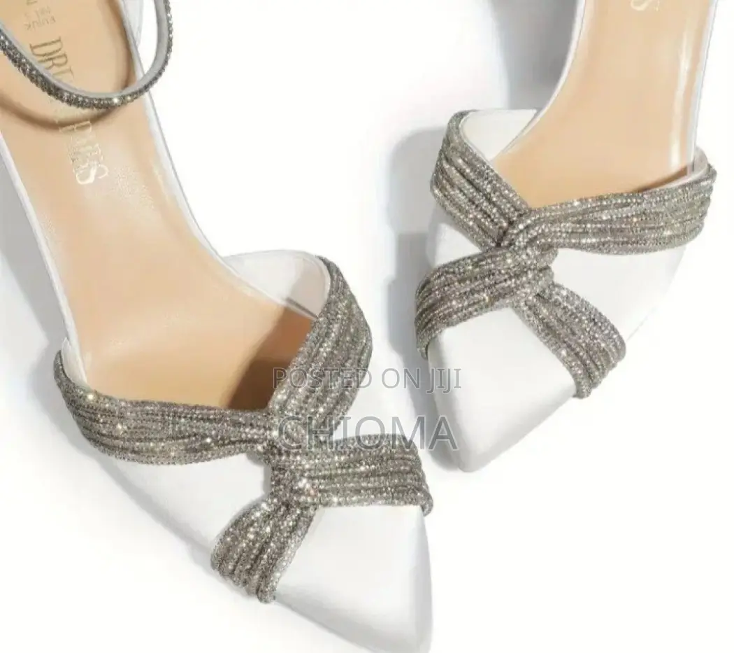 Dream Pairs Women Rhinestone Pointed Toe White Silver (US 7.5 /EU 39)