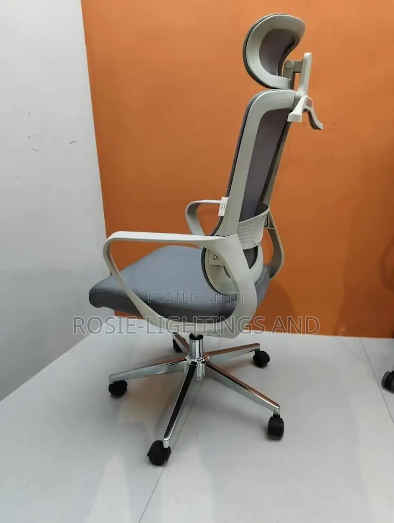 Simple Home Office Swivel Mesh Office Chair With Headrest - Gray
