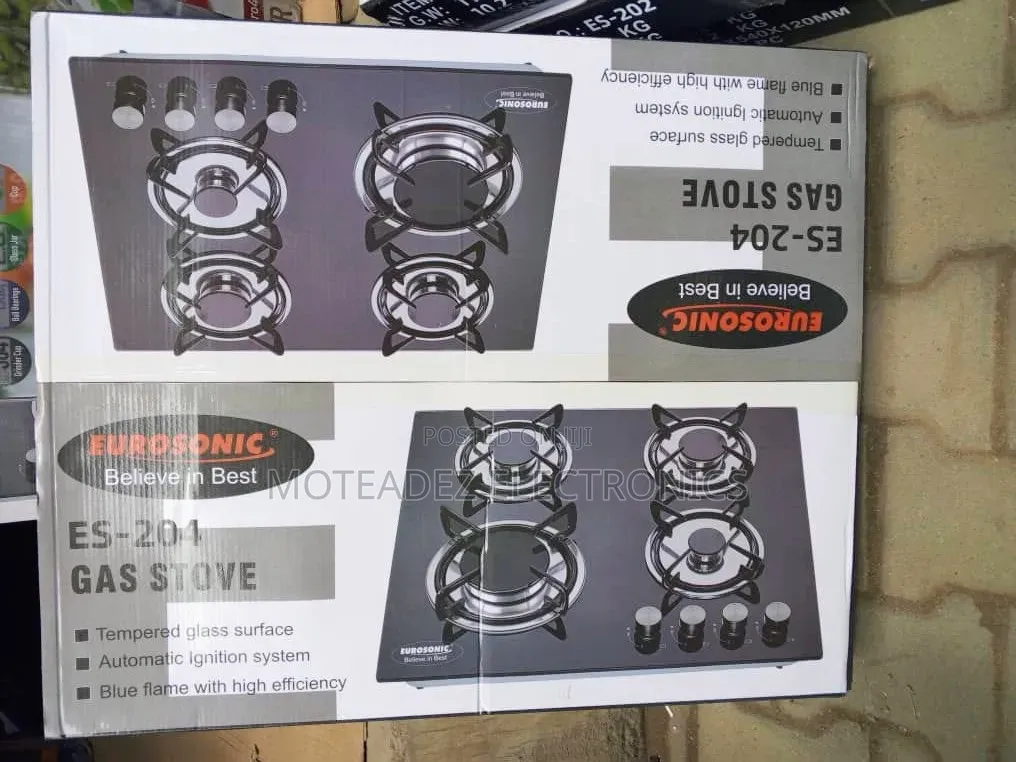 Eurosonic 4Burners Tempered Glass Top Cabinet Inbuilt Gas Cooker