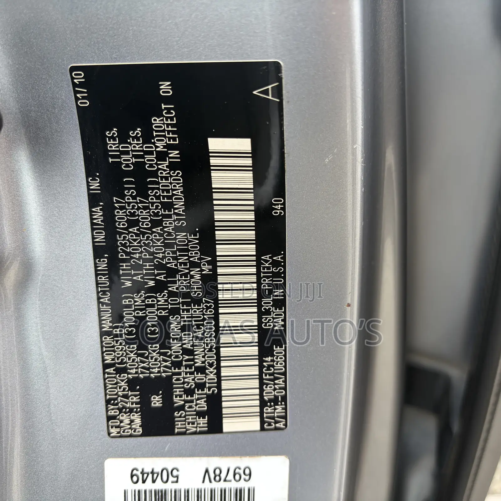 Toyota Sienna LE 7 Passenger 2010 Silver