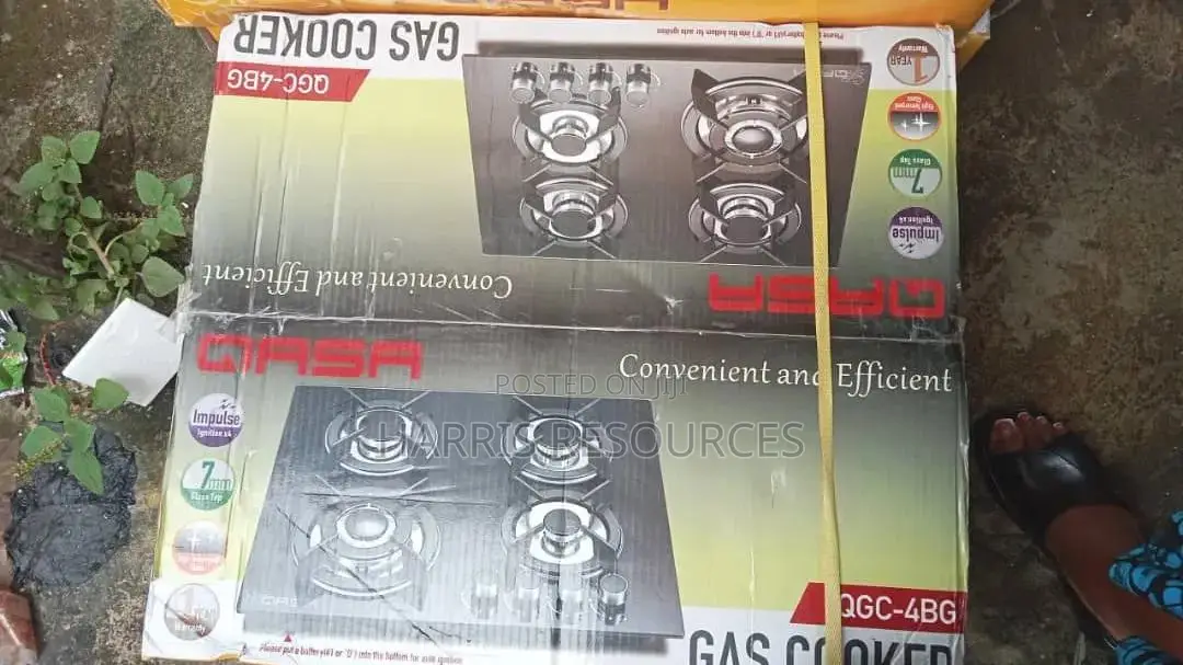 QASA 4-Burner Glass Top Gas Cooker (QGC-4BG)