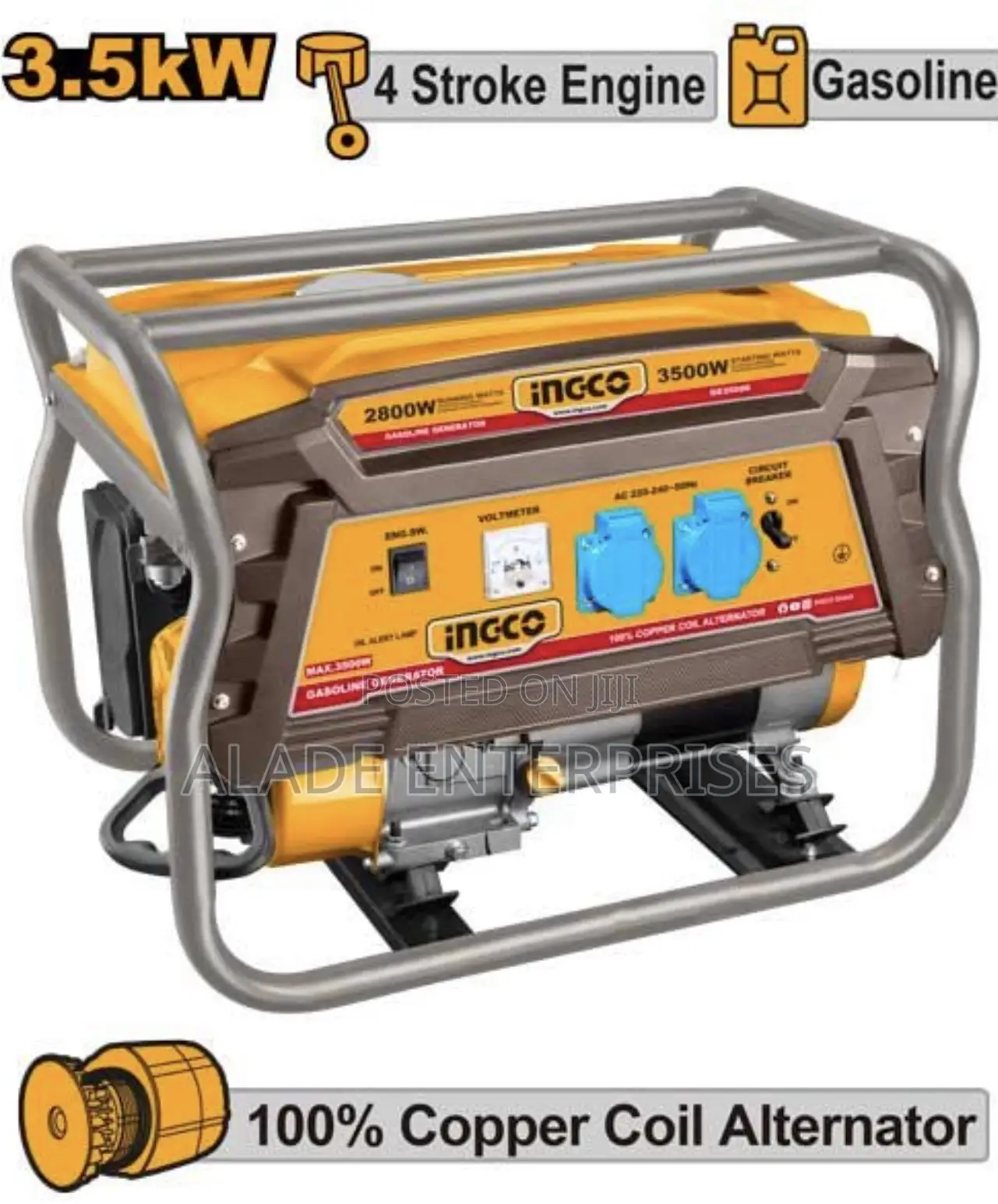 Ingco Gasoline Generator 3500w Manual Starter 100% Cooper Coil