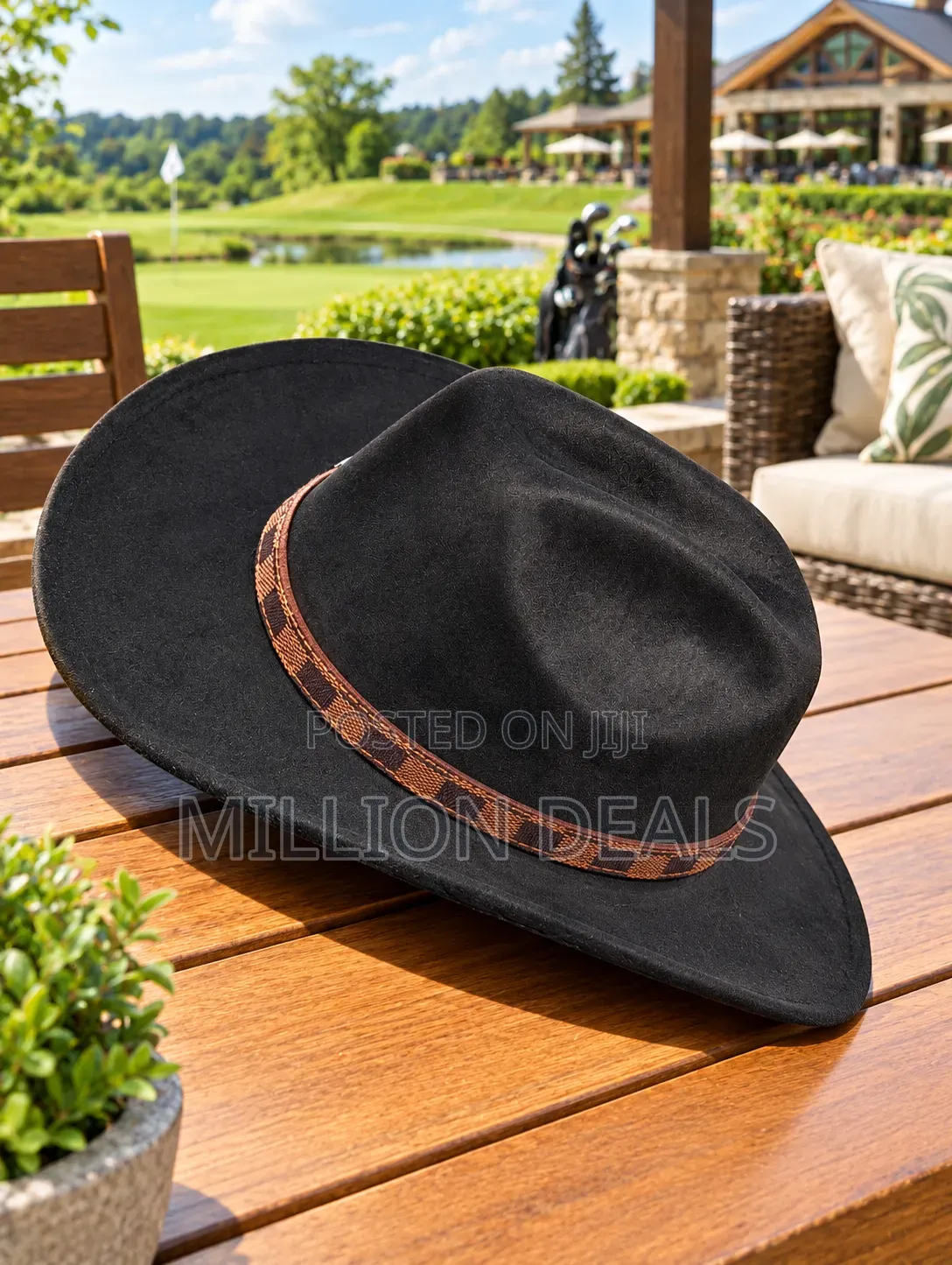 Classic Black Cowboy With Belt Men's Luxury Hat