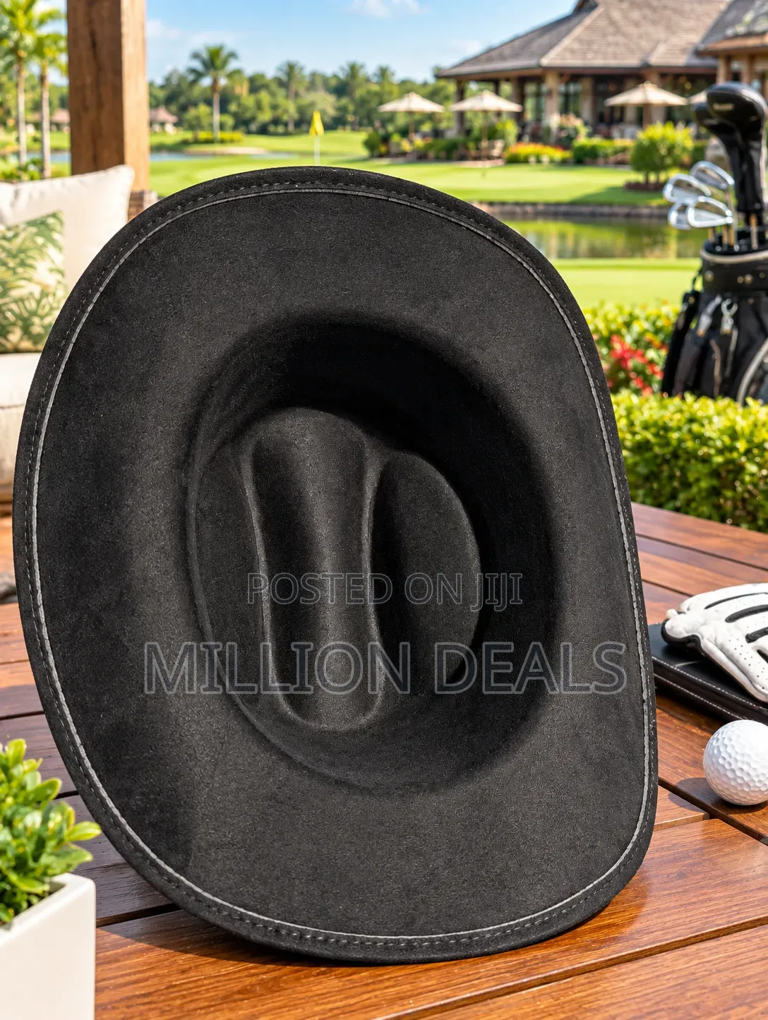 Classic Black Cowboy With Belt Men's Luxury Hat