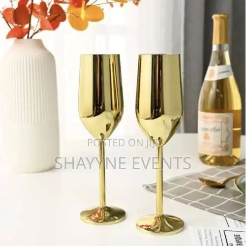 Gold Champagne Glass Available for Rent