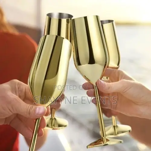 Gold Champagne Glass Available for Rent