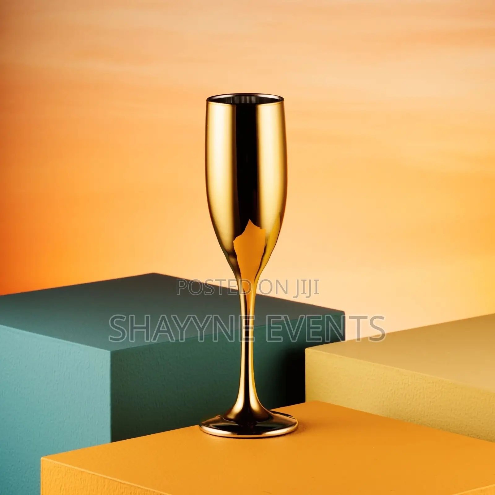 Gold Champagne Glass Available for Rent