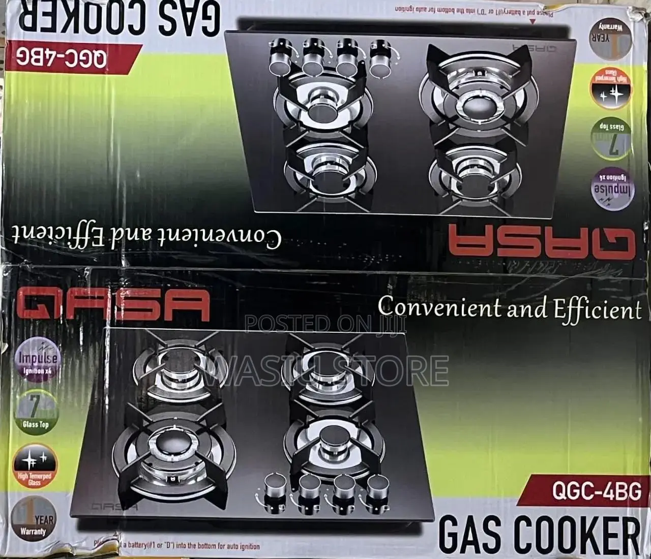 Qasa 4-Burner Tempered Glass Gas Cooker (Model QGC-4BG)