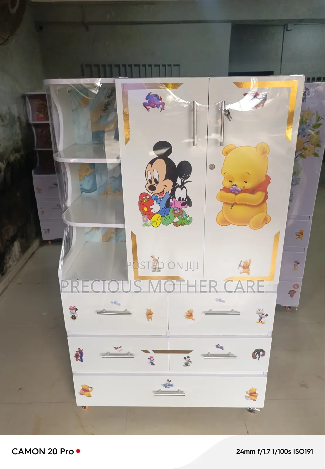 Big Wide 7 Doors Baby Wooden With 3 Layer Storage
