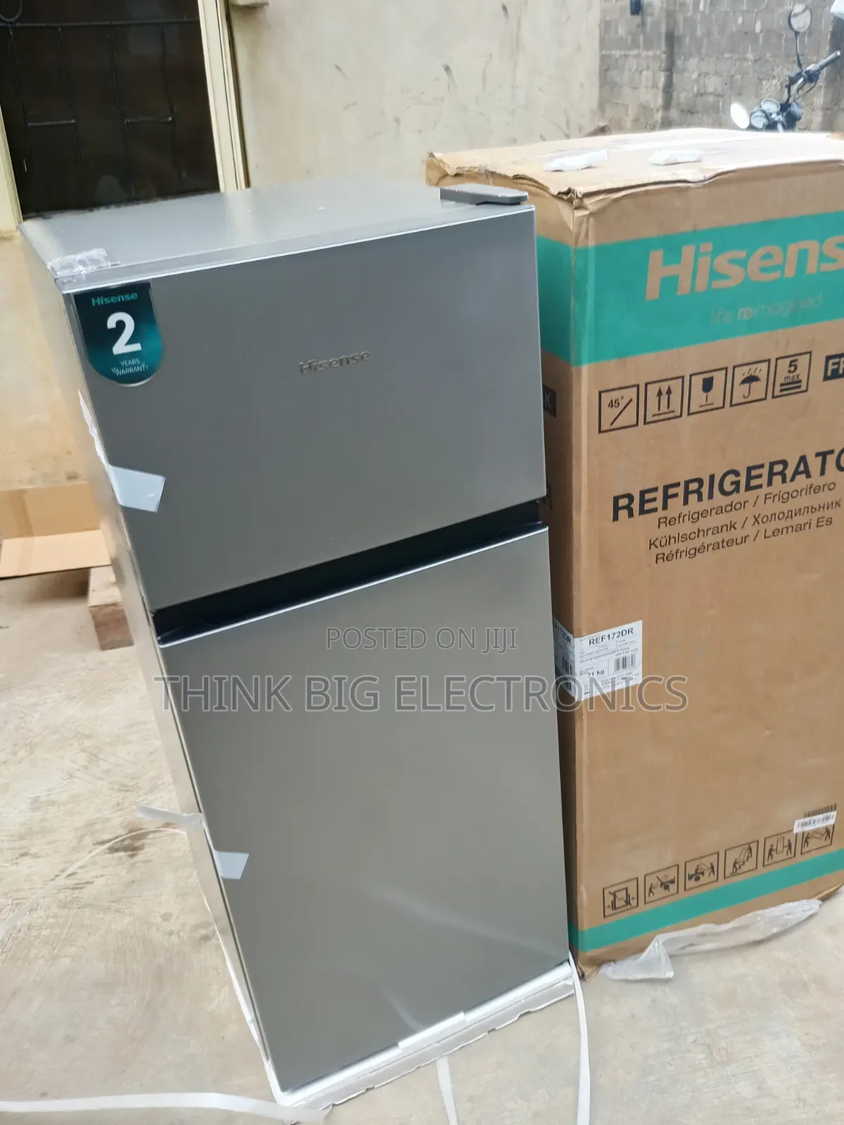 Hisense 124L Silver Double Door Fridge - REF 172DR With Lock Key