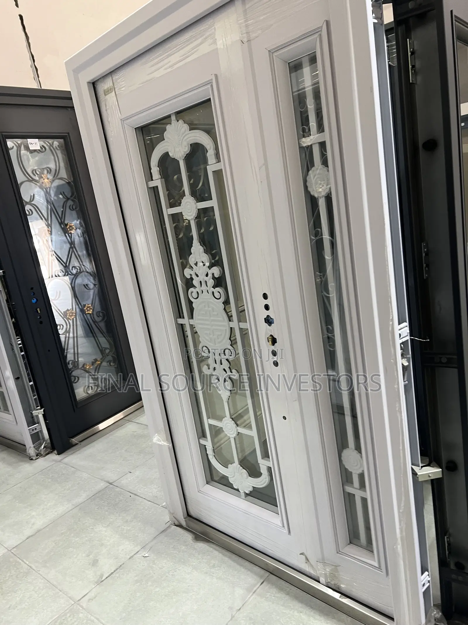 Flower Design White Glass Door