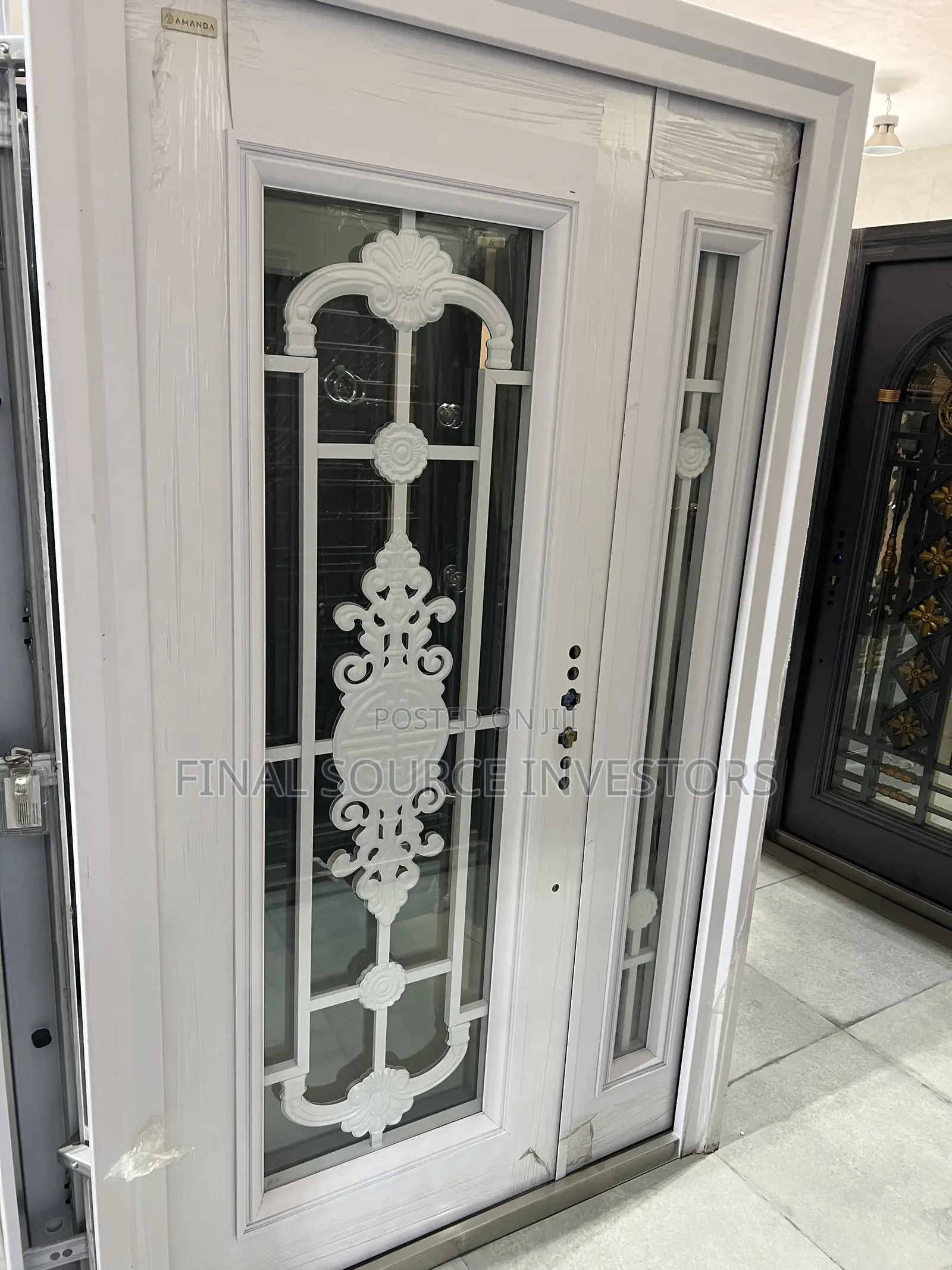 Flower Design White Glass Door