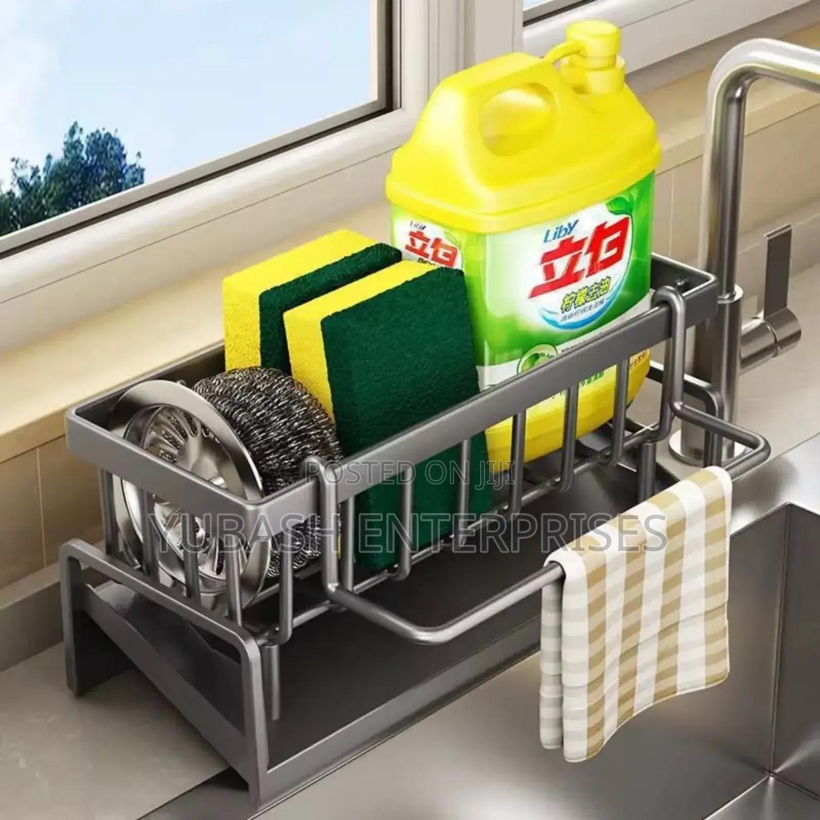 Kitchen Sink Sponge Drainer With Towel Holder