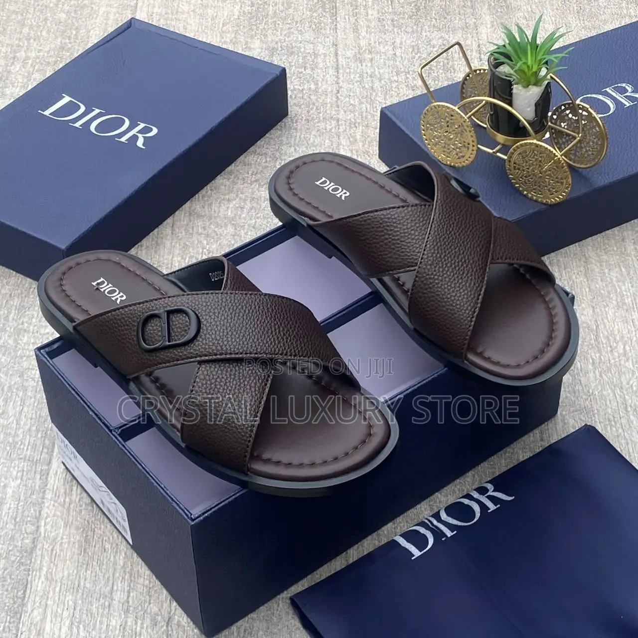 DIOR Quality Luxury Men Genuine Leather Pams
