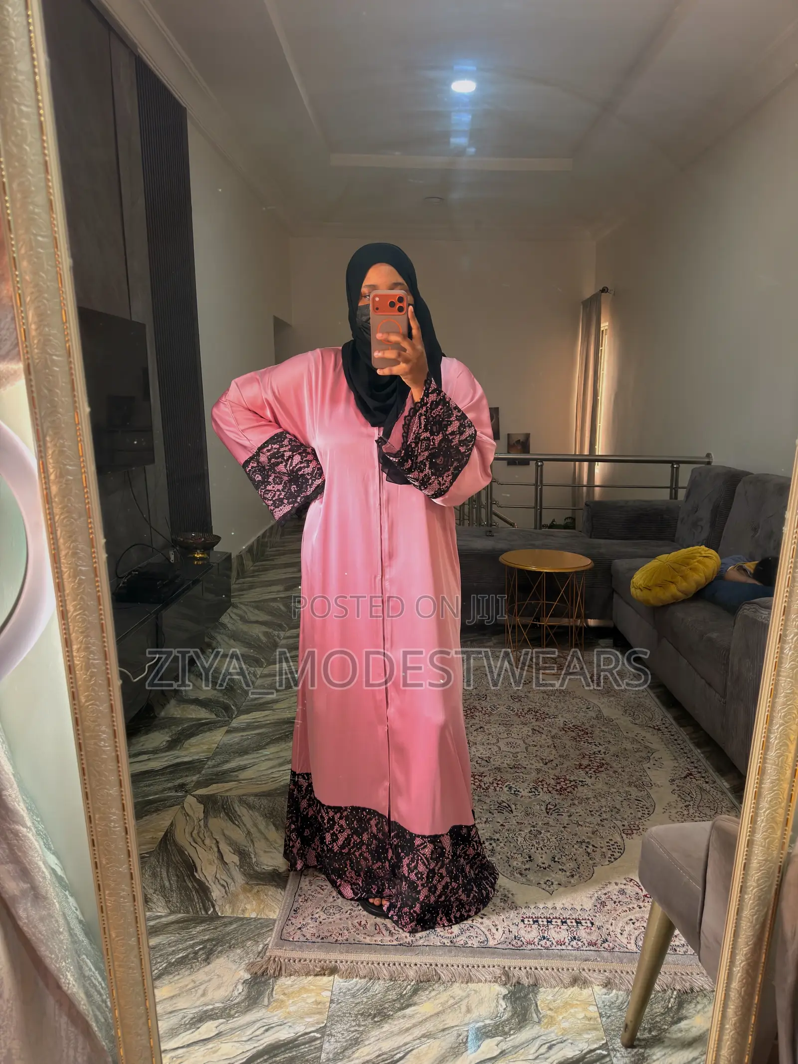 Pl Pink Lace Abaya