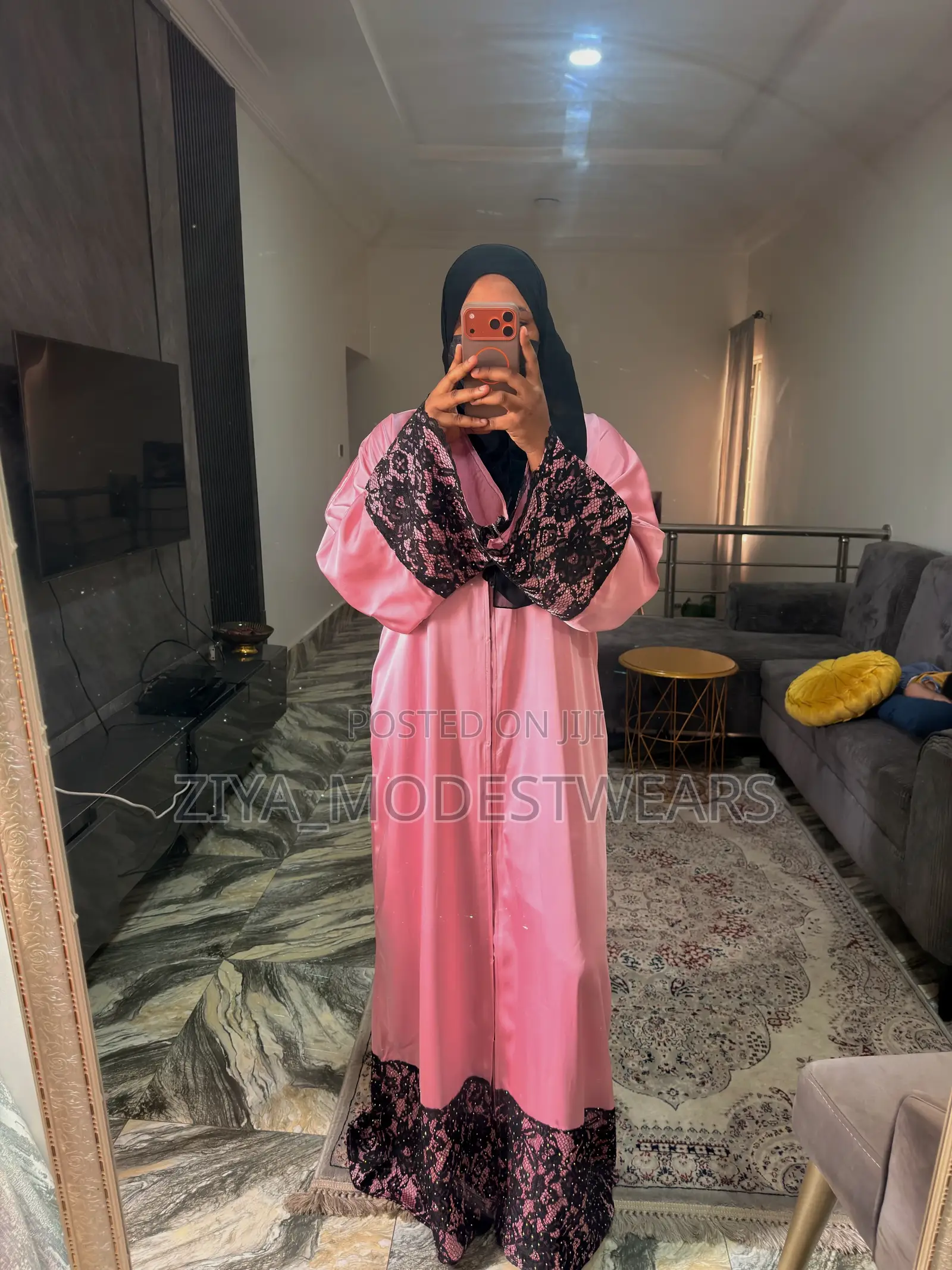 Pl Pink Lace Abaya