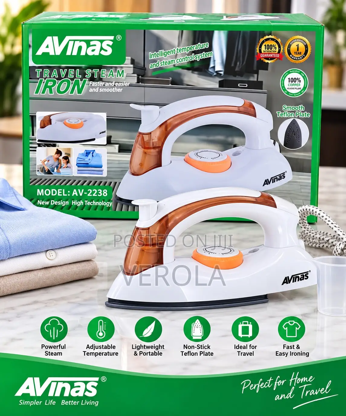 Avinas Travel Steam Iron AV-2238 Portable Electric Dry Iron