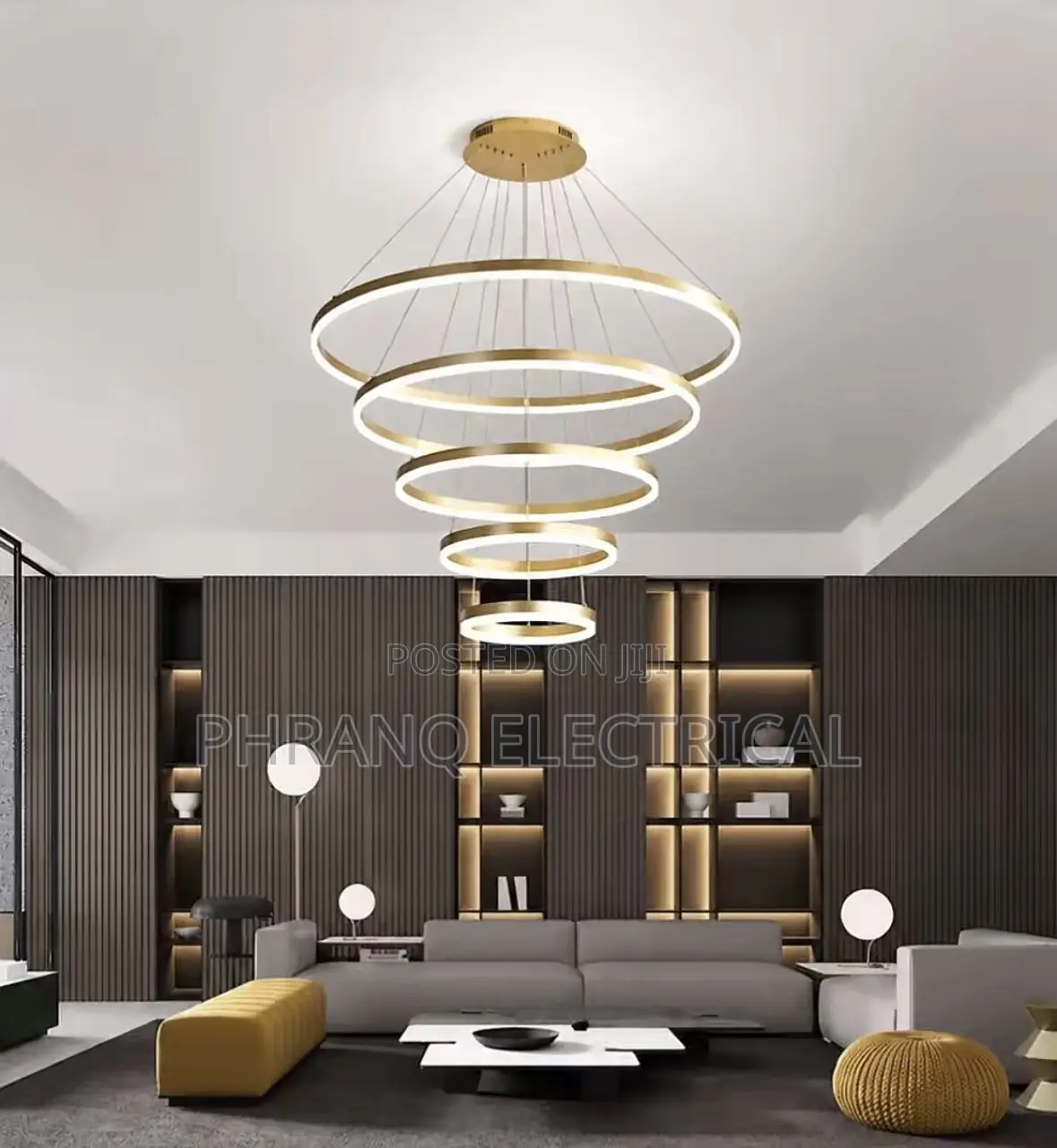 5 Rings Nordic Living Room Chandelier. 800mm
