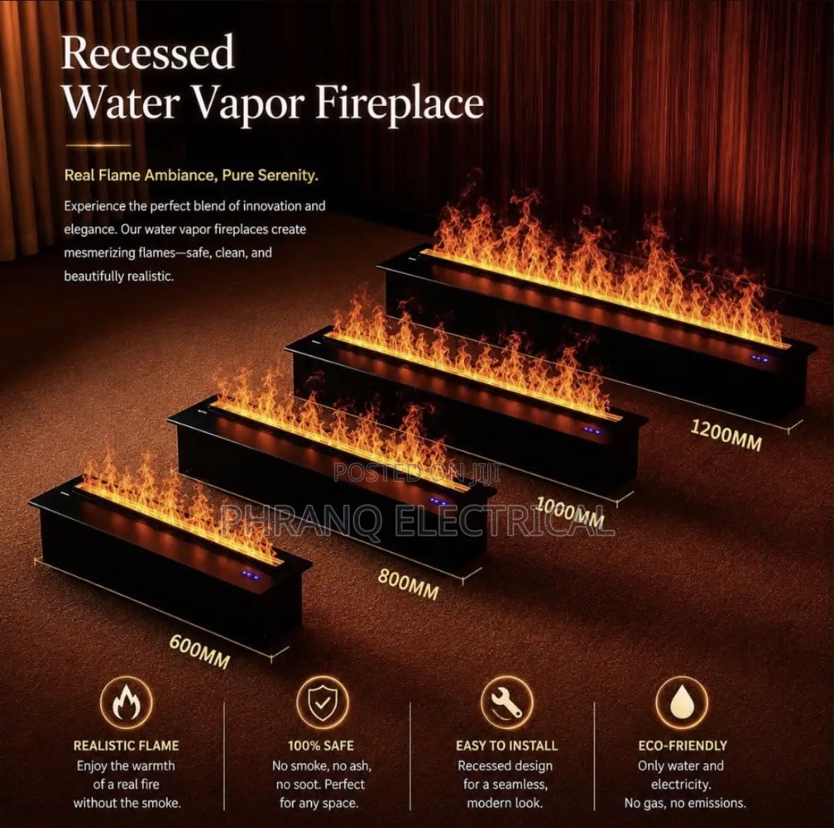Recessed Water Vapor Fireplace.