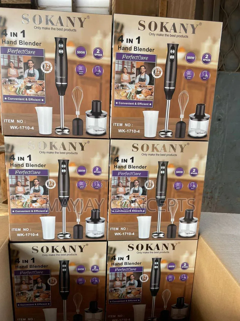 SOKANY 500W 4-in-1 Hand Blender With Chopper and Whisk