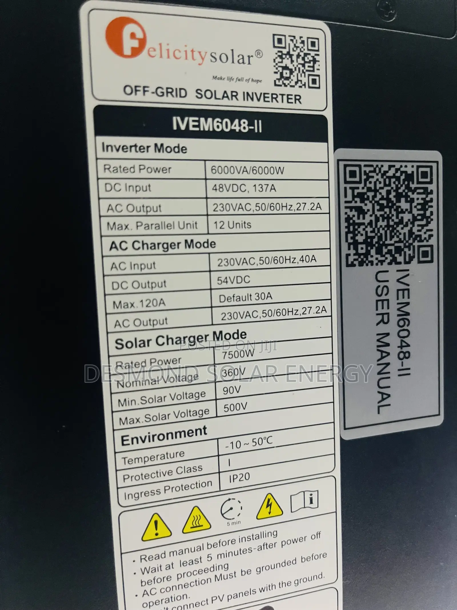 6kva Ivem 48v Felicity Hybrid Solar Inverter Is Now Available