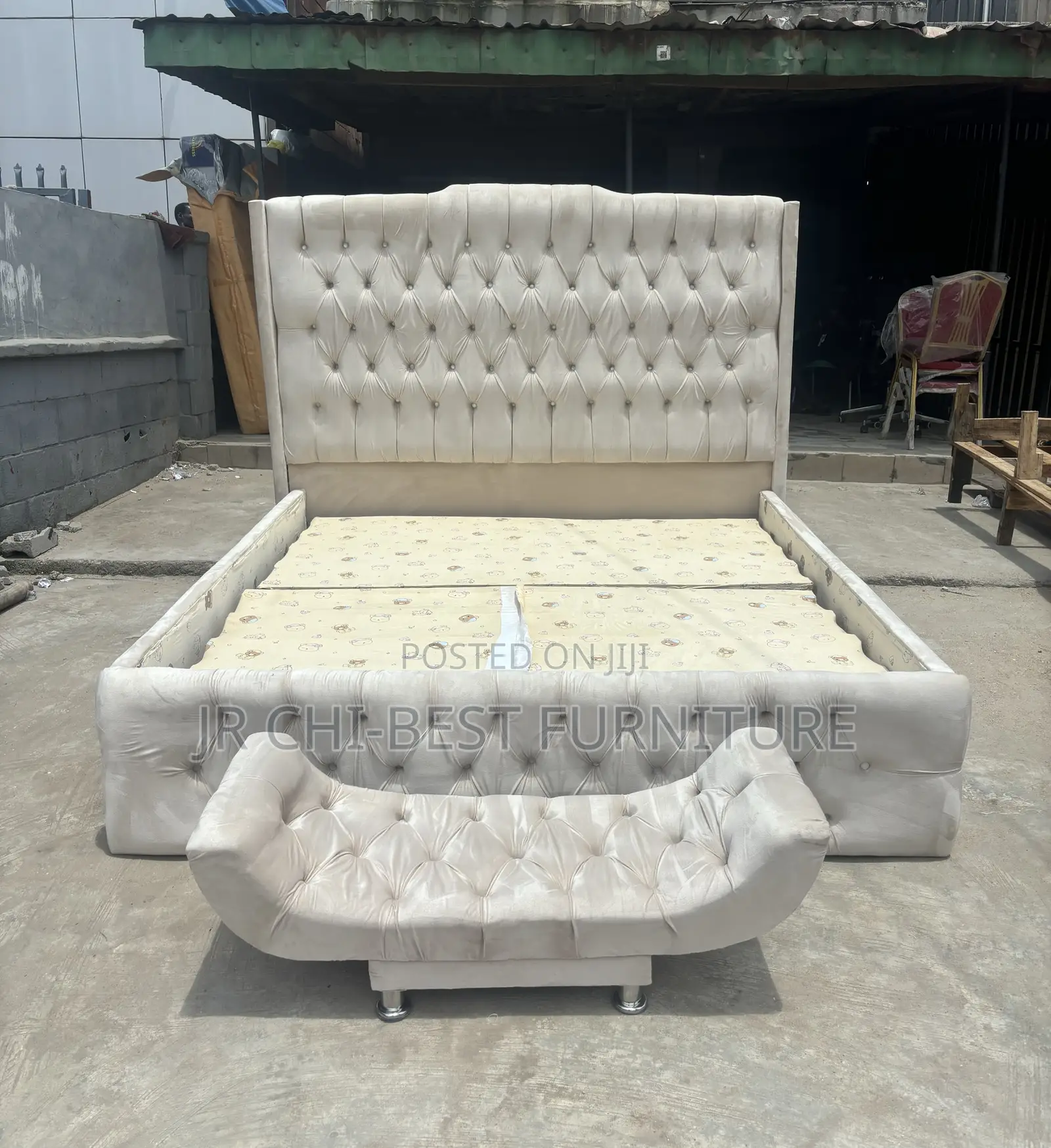 Family Size 6 by 6 Padded Wooden Tufted Bedframe