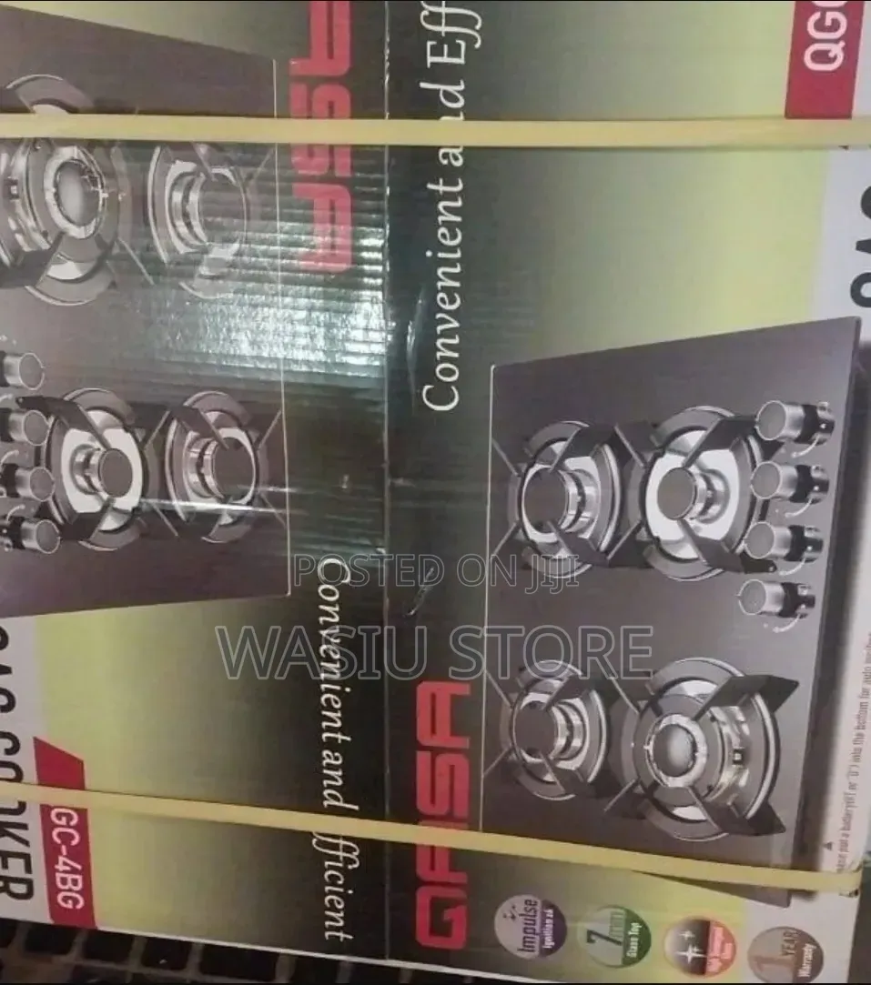 Qasa 4-Burner Tempered Glass Gas Cooker (Model QGC-4BG)