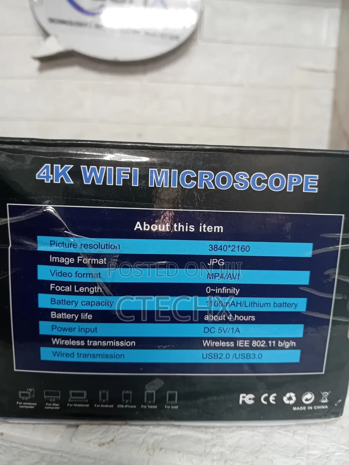 3840 X 2160P WiFi USB Digital Microscope Super HD Camera 50-1000x