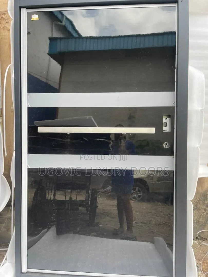 Black Mirror Glass Luxury Pivot Door Extra Height