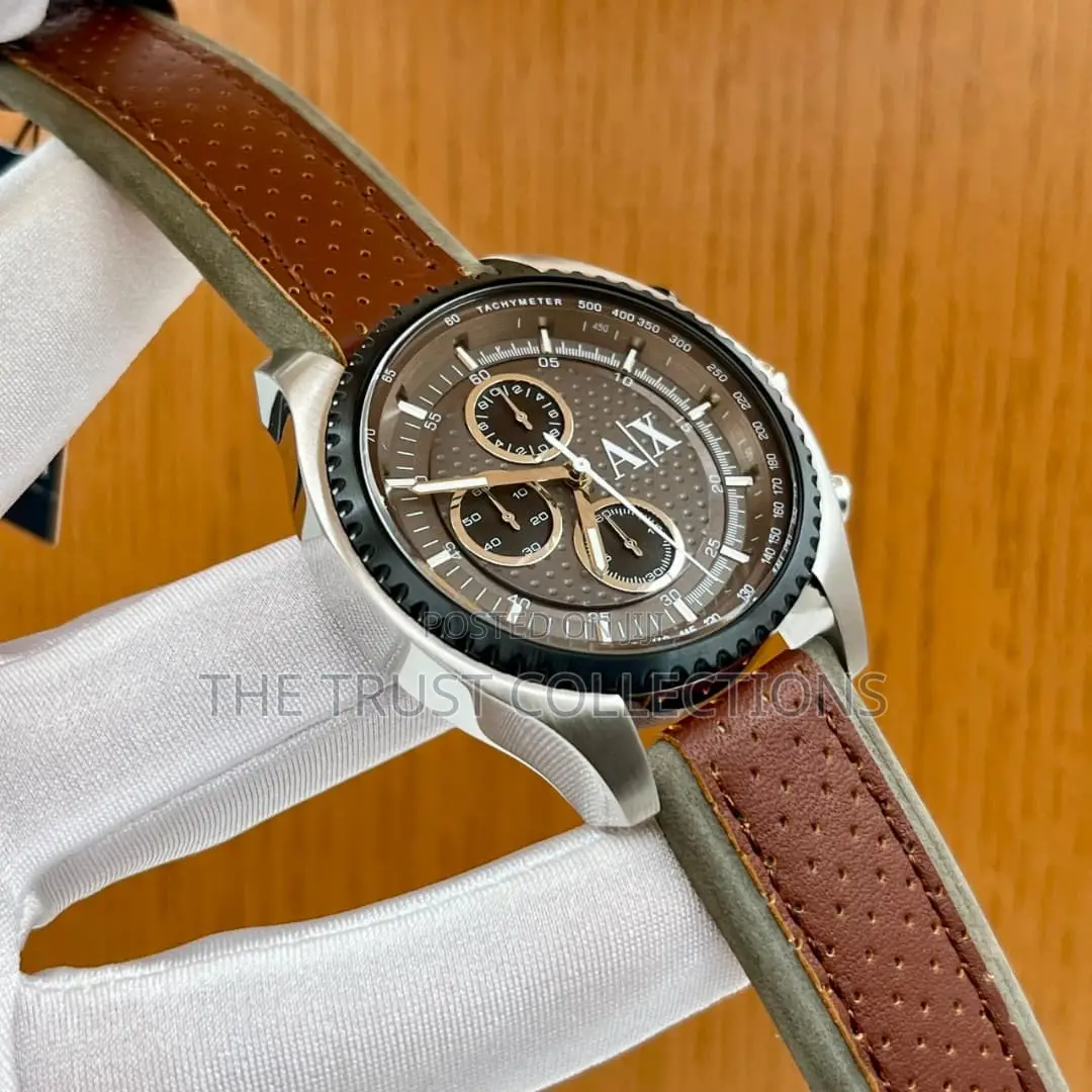 Armani Exchange Leather Strap Watch
