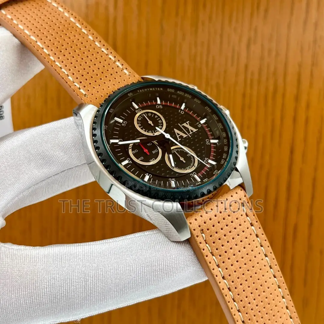 Armani Exchange Leather Strap Watch