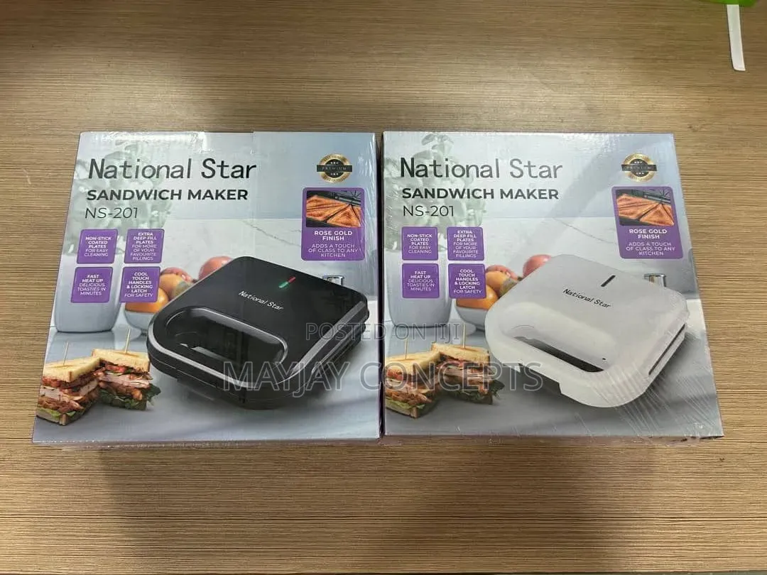 National Star NS-201 Sandwich Maker With Non-Stick Plates Fast Heat-Up