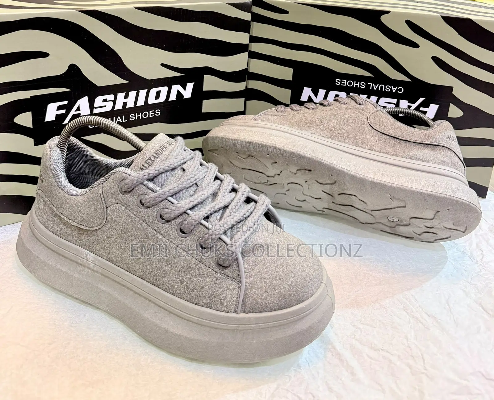 Premium Alexandra Macqueen Grey Chunky Fashion Sneaker