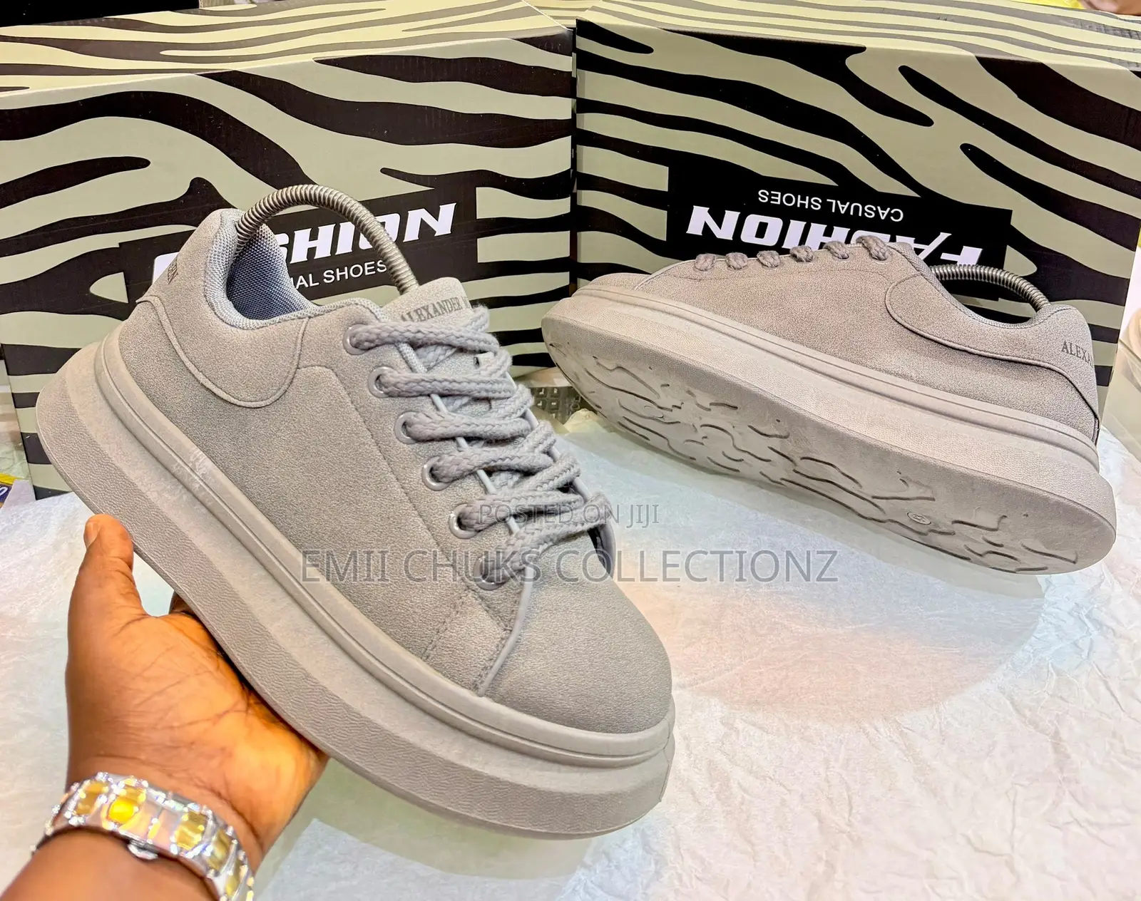 Premium Alexandra Macqueen Grey Chunky Fashion Sneaker