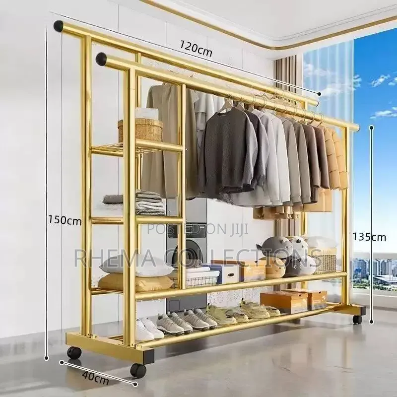 Large-Capacity Floor-Standing Clothe Display Rack for Home Boutique