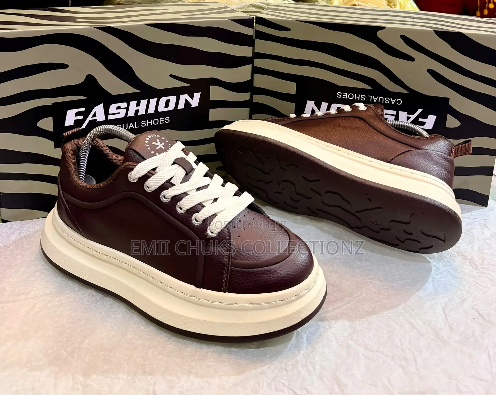 Premium TNOY TDIE Dark Chocolate Brown Chunky Fashion Sneaker