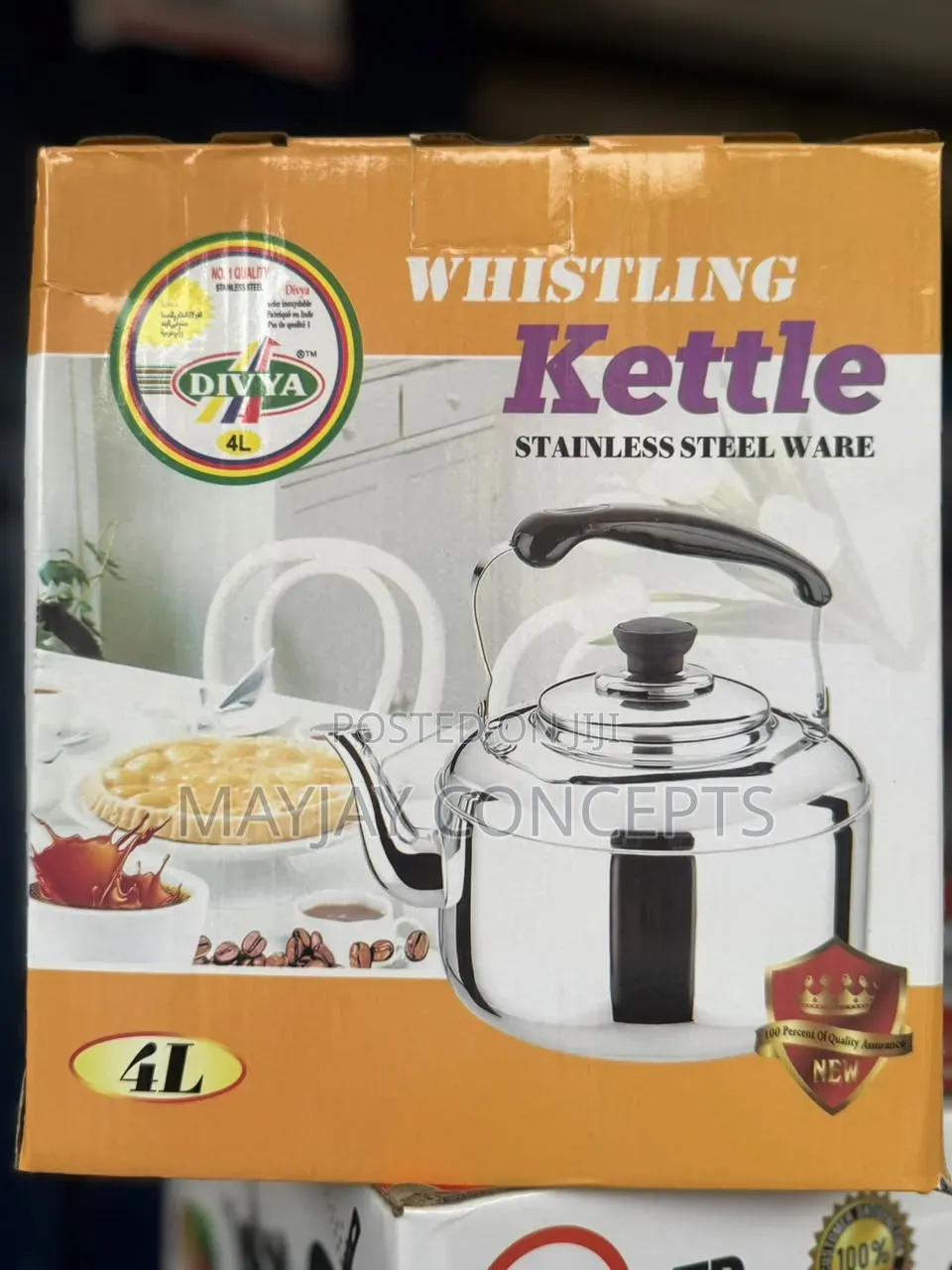 DIVYA 4L Stainless Steel Whistling Kettle With Heat Resistant Handle