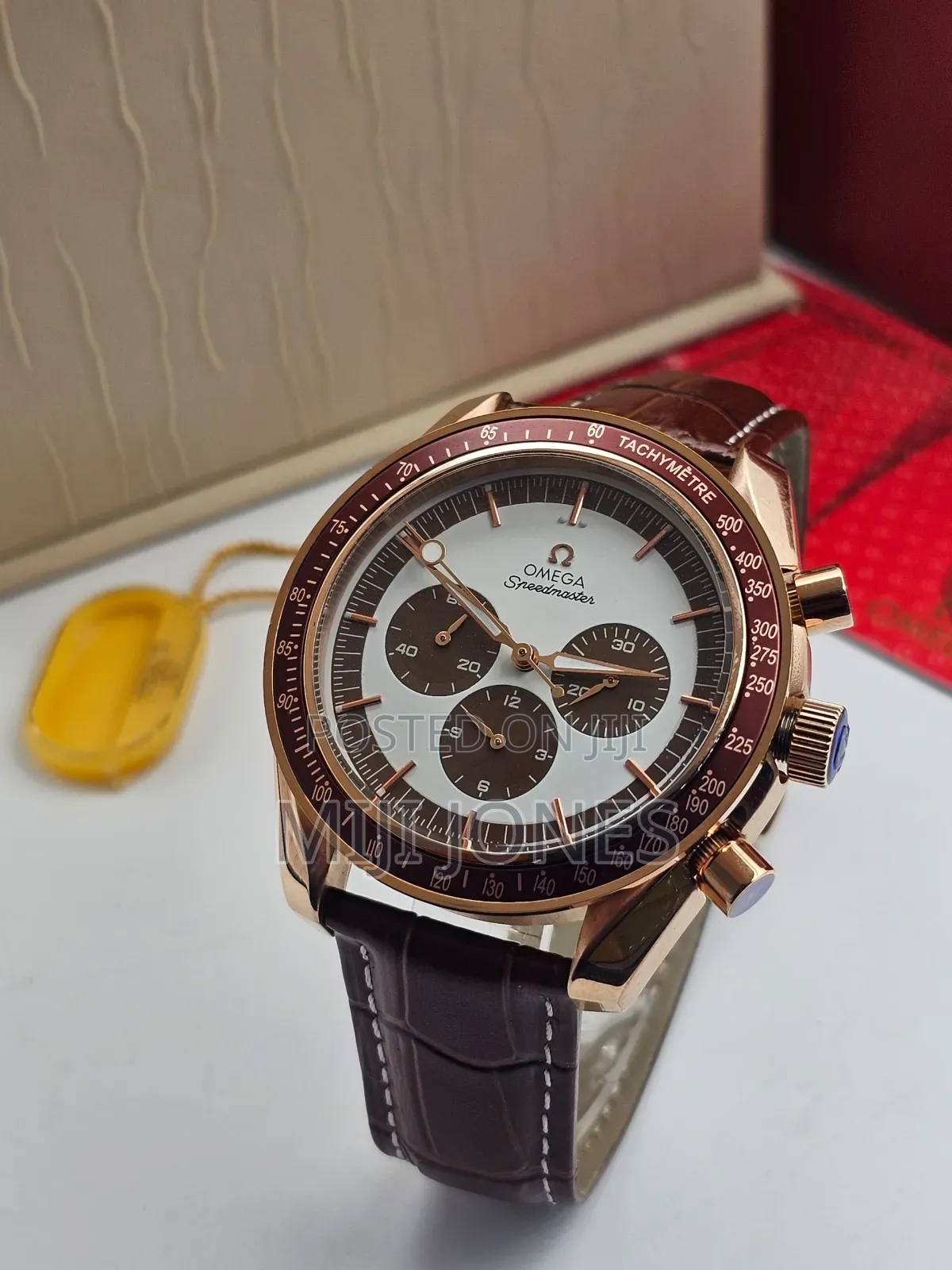 OMEGA Replica Men's Leather Strap Battery Watch - Luxury - Miji Jones