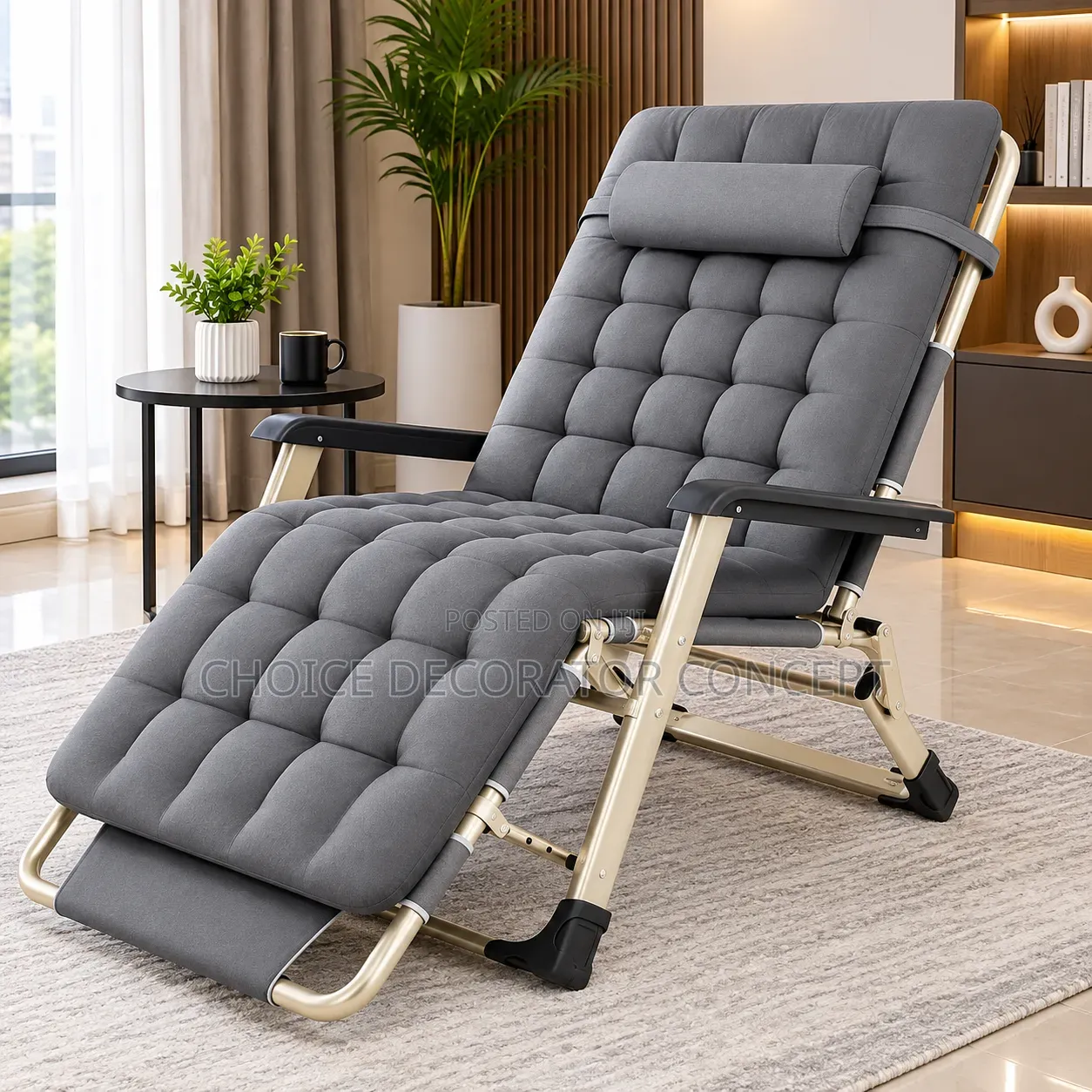 Adjustable Outdoor Relaxing Chair With Cushion_grey