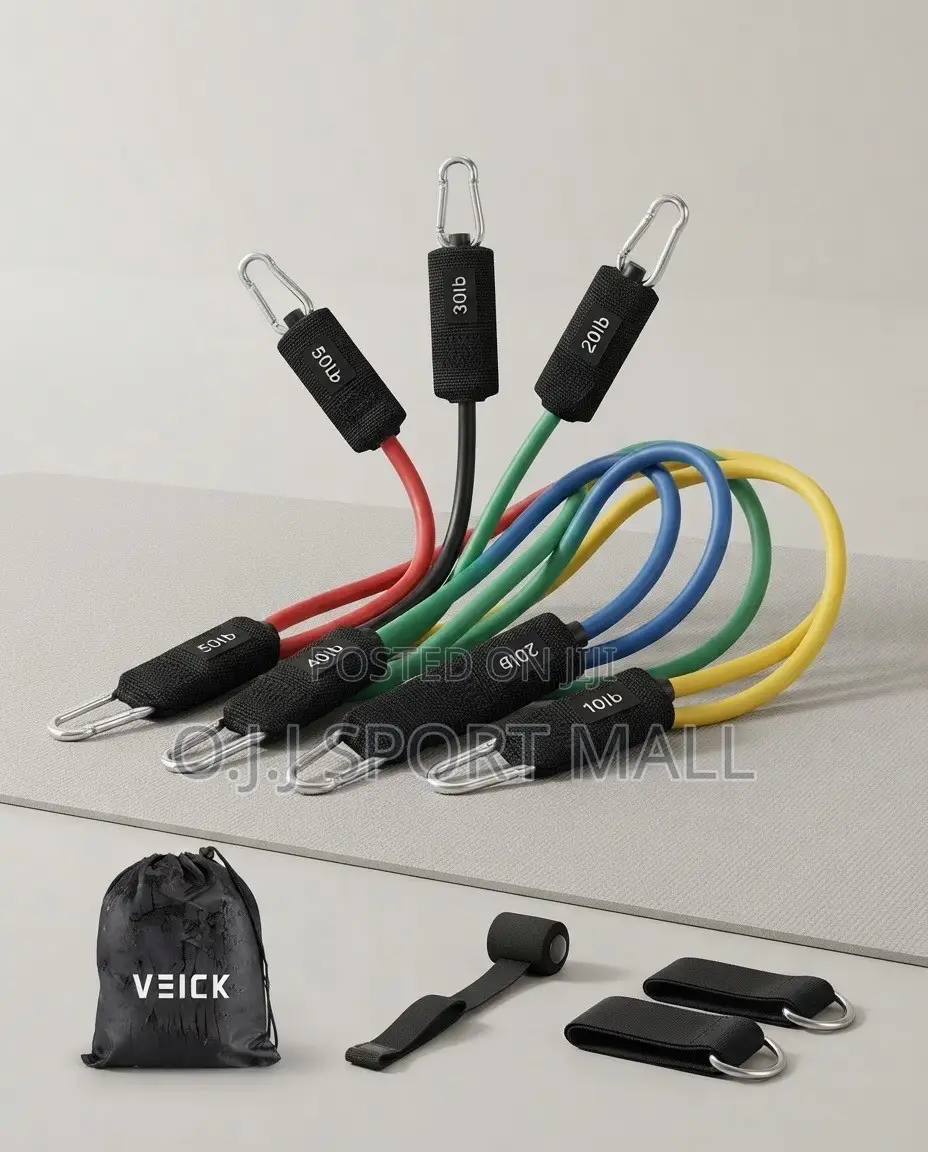 5-Piece Resistance Workout Bands Set – 150lb Adjustable Resistance
